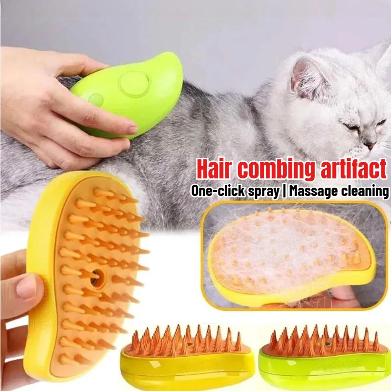 Mango-förmige Dampfbürste für Haustiere Katze Hund Reinigung Dampfspray Massage Schönheitskamm 3 in 1 Haarentfernung Pflegezubehör Haustier Zubehör