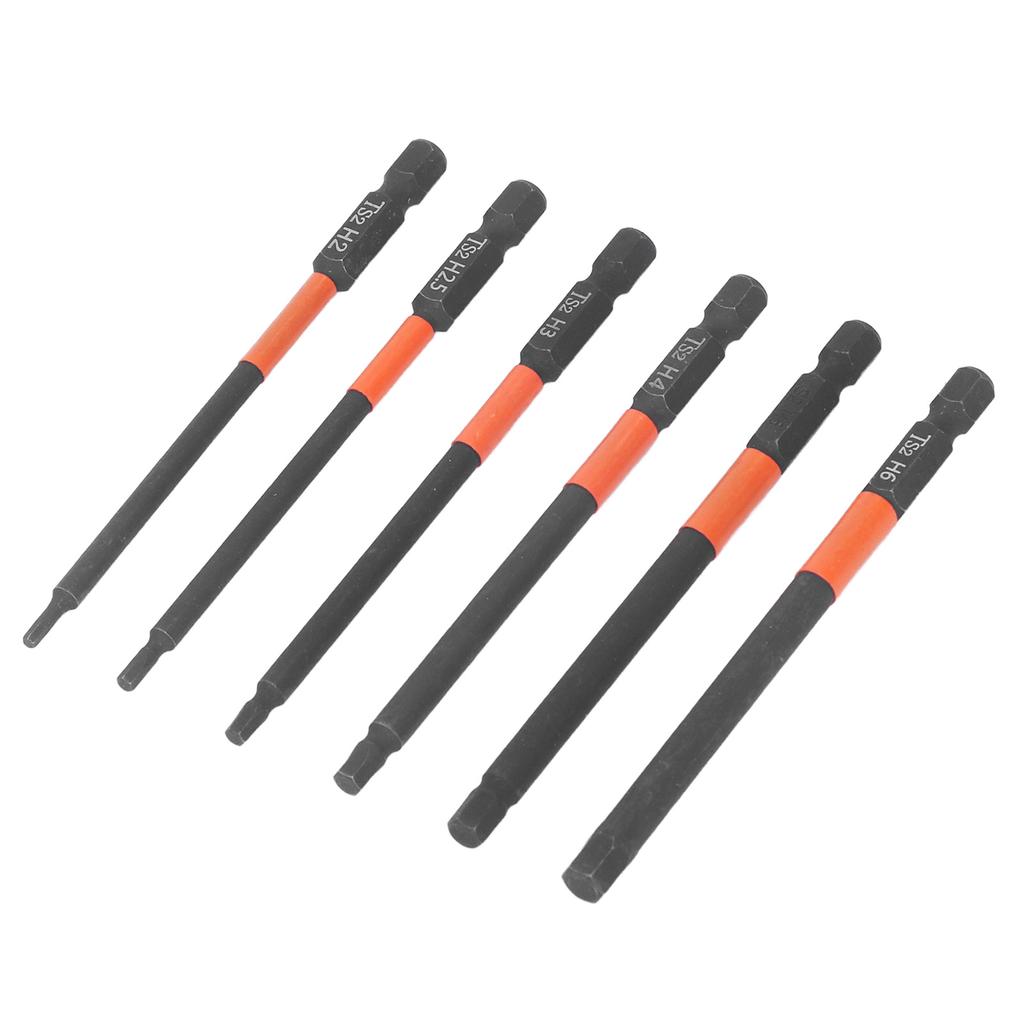 6Pcs Electric Impact Driver Cross Drill Bit Strong Magnetic Black 14in Hex Shank Screwdriver Bit