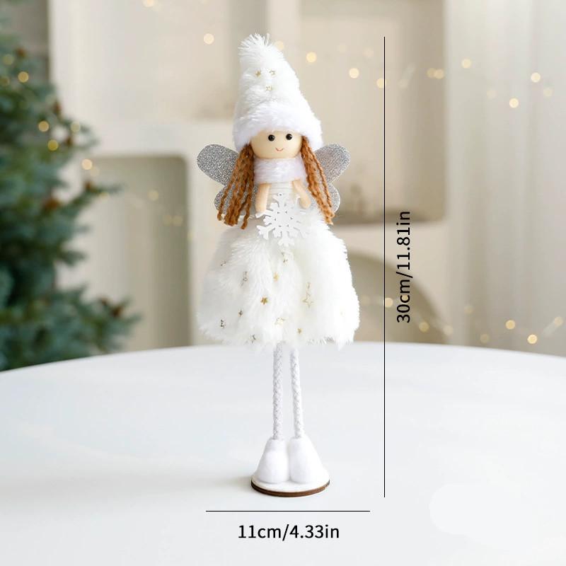 Christmas Angel Plush Ornament With Standing For Festive Holiday Table Centerpiece белый