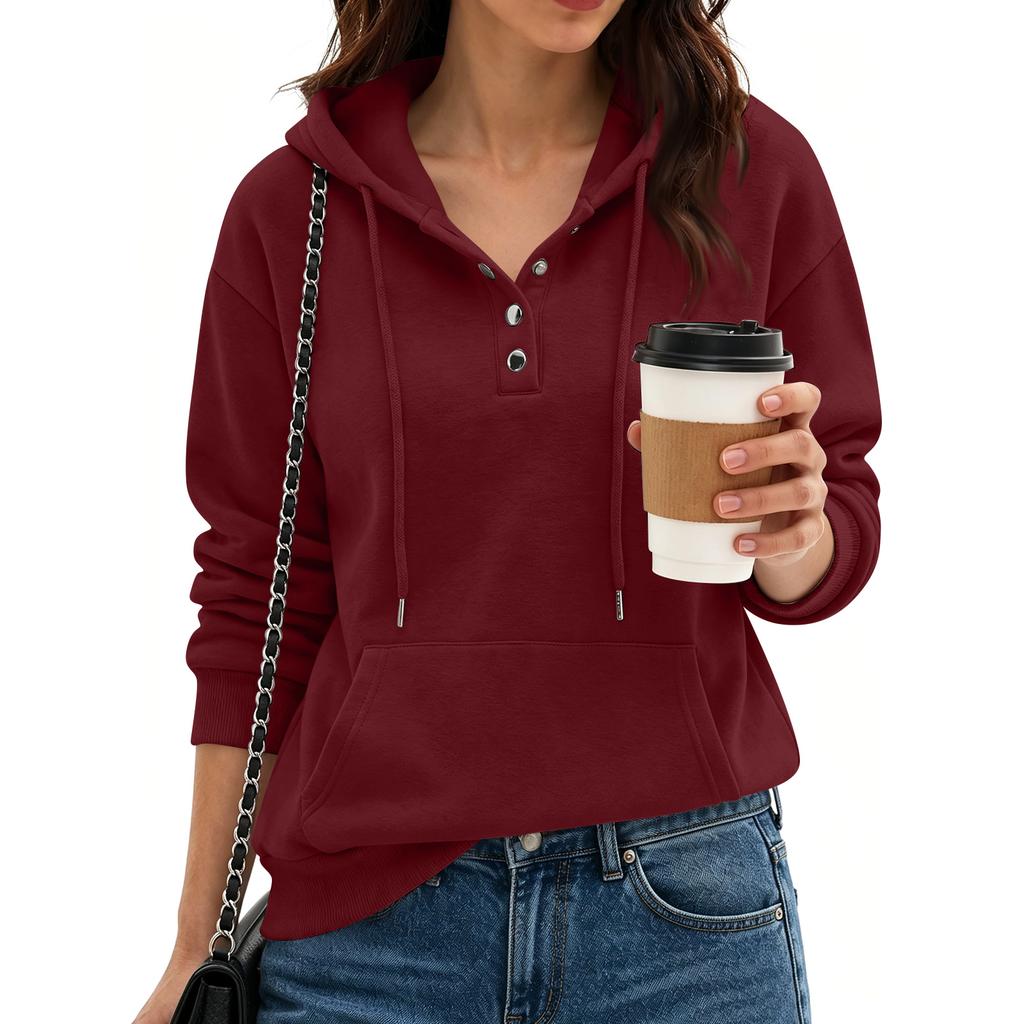 Felpa da donna casual con cappuccio e maniche lunghe con tasca per l'uso quotidiano