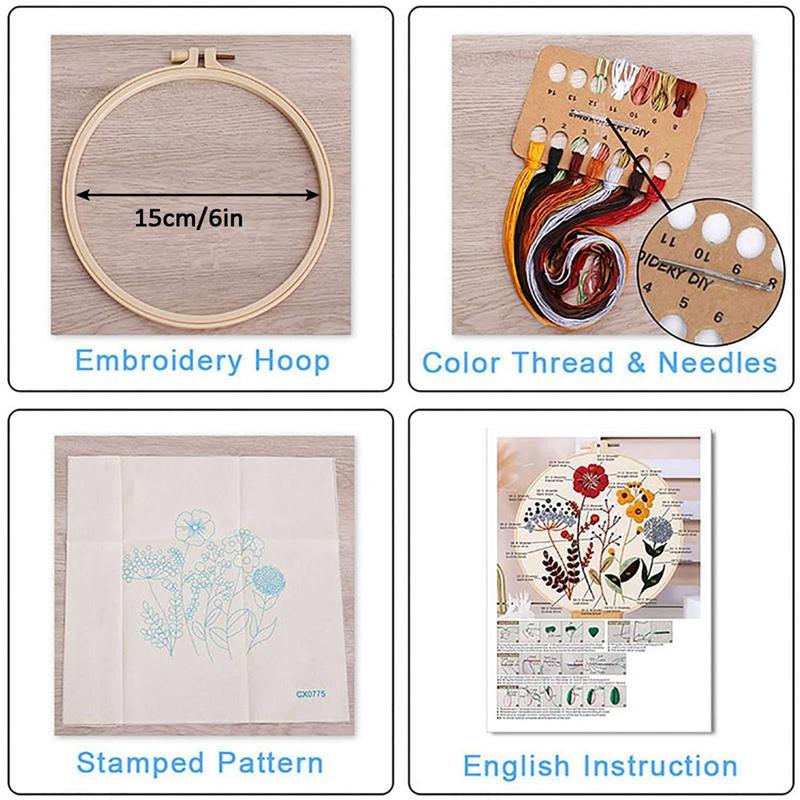 Handmade Embroidery DIY Material Bag Kit Flower and Bird Embroidery Set Enhance Embroidery Skills