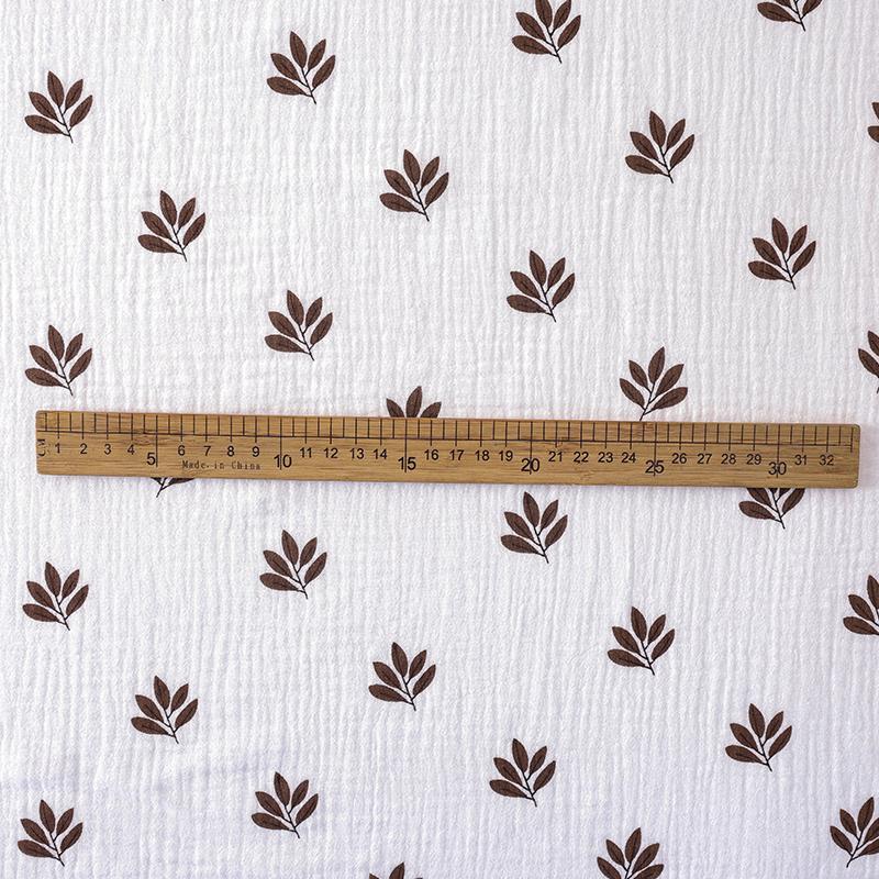 Soft Double-layer Crepe Fabric Small Leaf Print for Children's Clothing Dresses Home Wear Blankets Handmade DIY Sewing Fabrics