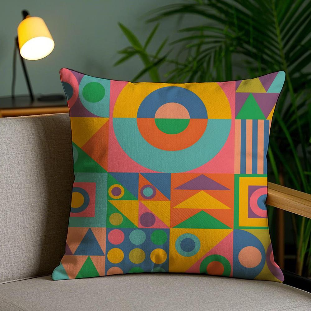 Geometric Patterns Cushion Cover Soft Short Plush Double-Sided Printing Home Decor Machine Washable Pillow Case Gift