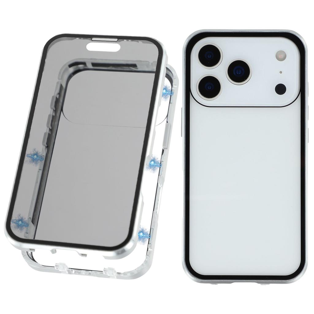 For iPhone 17 Pro Case with Anti-Spy Screen Protector Tempered Glass Metal Phone Cover Magnetic Clasp