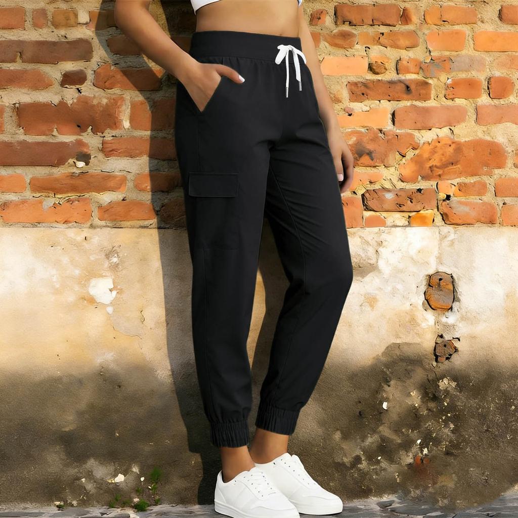 Γυναικείο Παντελόνι Jogger με Λάστιχο στη Μέση, Casual Χαλαρή Εφαρμογή, Ελαστικές Μανσέτες με Τσέπες, Ελαφρύ Παντελόνι Στυλ Cargo