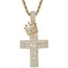 Stainless Steel 24inches Twist Rope Chain 18K Gold Plated Cross Pendant Necklace