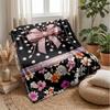 Diamond Bow and Flowers Blanket Personalized Name Flannel Blanket Soft Cozy Plush Throw for Sofa Bed Lightweight Home Decor