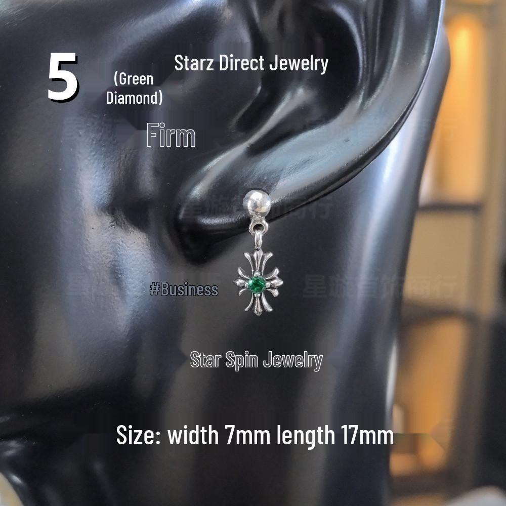 Cercei atârnători New Cross G-Dragon cu diamante colorate pentru bărbați și femei, Cupru alb, Argint thailandez, Ac din argint s925