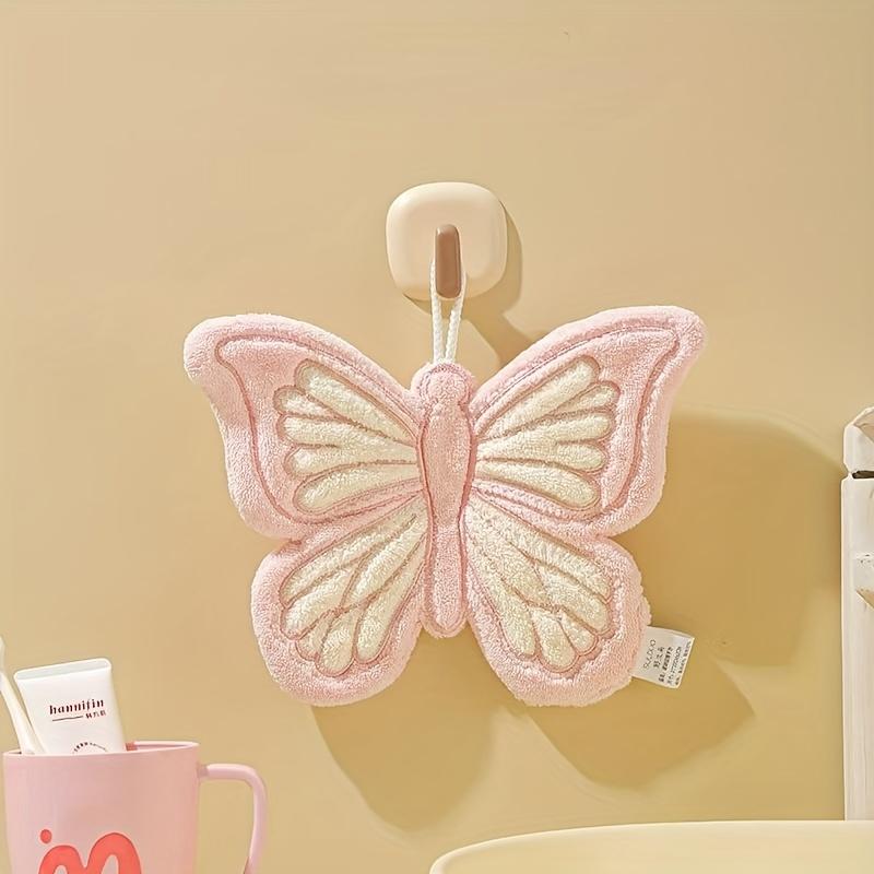 

Butterfly Shape Hand Towels - Hanging Absorbent Microfiber Towels for Bathroom & Kitchen розовый
