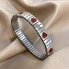 316L Stainless Steel Gold Color Strawberry Cherry Elastic Bangle Bracelet For Women Men Statement New Trend Wrist Zircon Gift