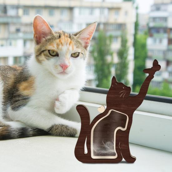 Caja Conmemorativa para Pelo de Mascota Superficie para Grabado DIY Caja de Recuerdos Hecha a Mano Ventanas Antimanchas Compartimento Sellable Caja para Pelo de Mascota