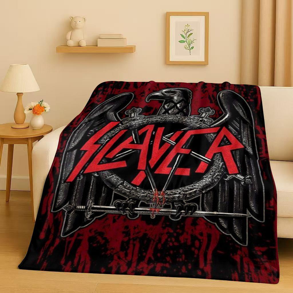 3D Slayer Thrash Metal Rcck Music Band Sign Flannel Blanket,Ultra Soft Warm Plush Throw for Home Bedroom Bed Sofa Cover Gift Kid