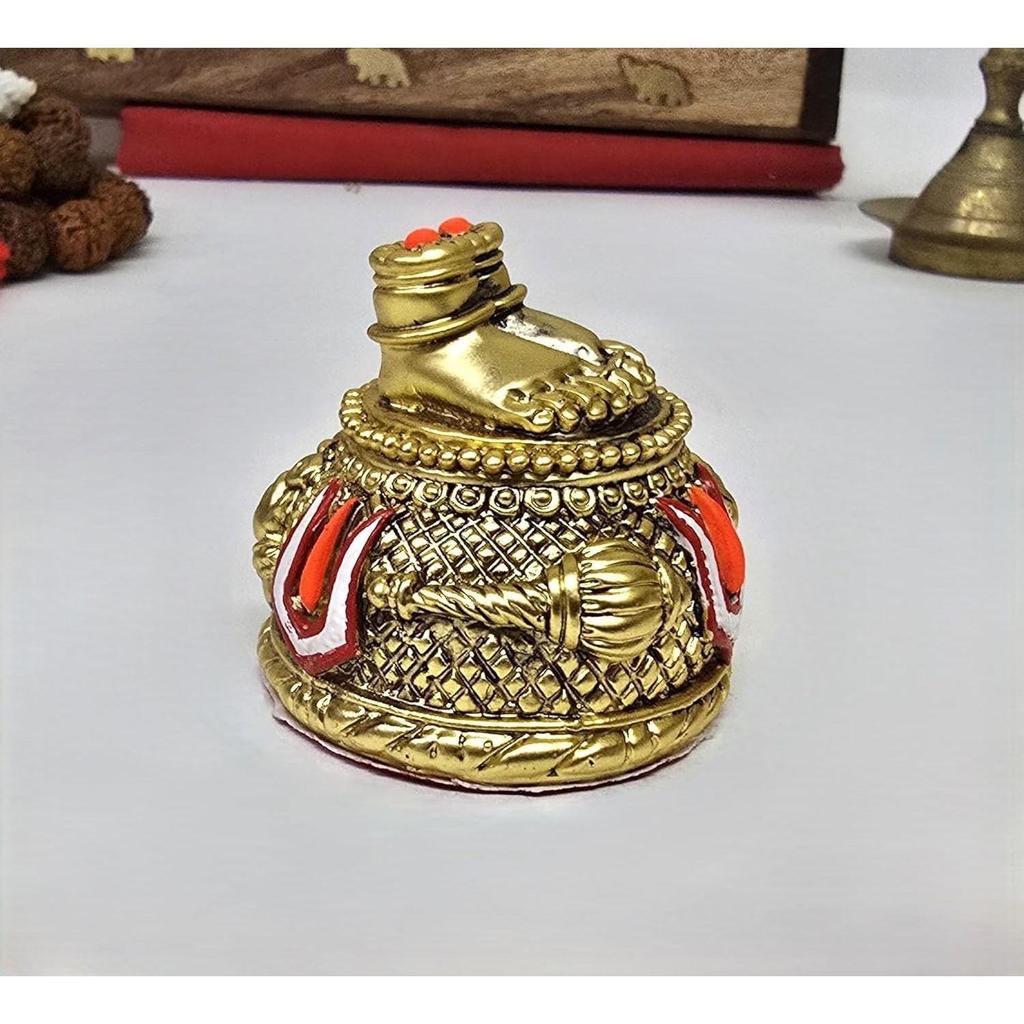 Herr Hanuman Charan Paduka Vergoldete Antike Matte Idol für Zuhause & Armaturenbrett | Hanuman Ji Charan Paduka Idol für Bürotisch Ram Bhakt