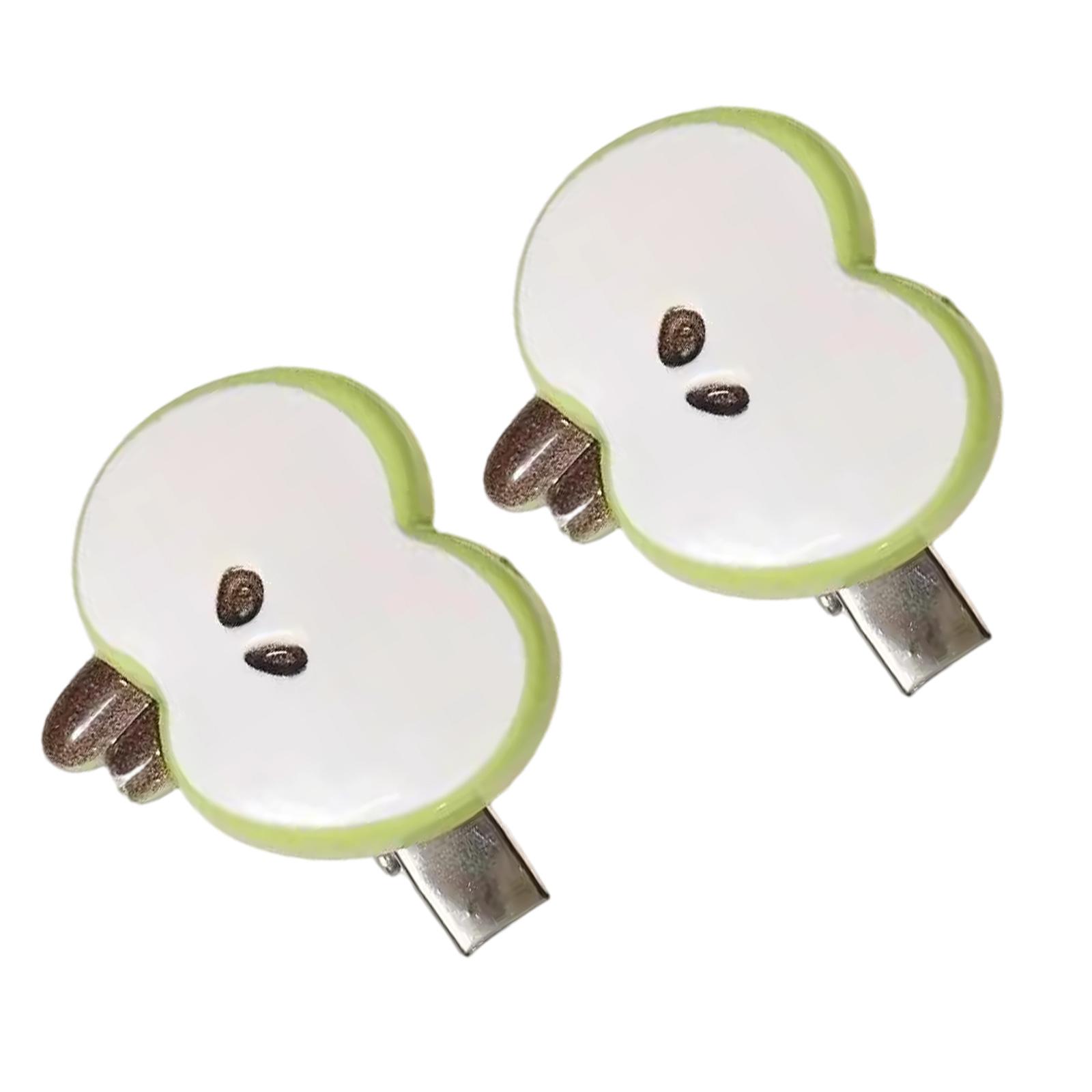 

Набор из 2 мультяшных заколок для волос в виде яблока, смоляные заколки-невидимки, боковые заколки для девочек, детей, для ежедневного использования, модные аксессуары для женщин зелёный