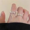 2 Pcs/Set Y2K Cute Bow Ribbon Rings for Women Girl Sweet Cute Geometric Bow Opening Adjustable Rings Wedding Party Jewelry Gifts