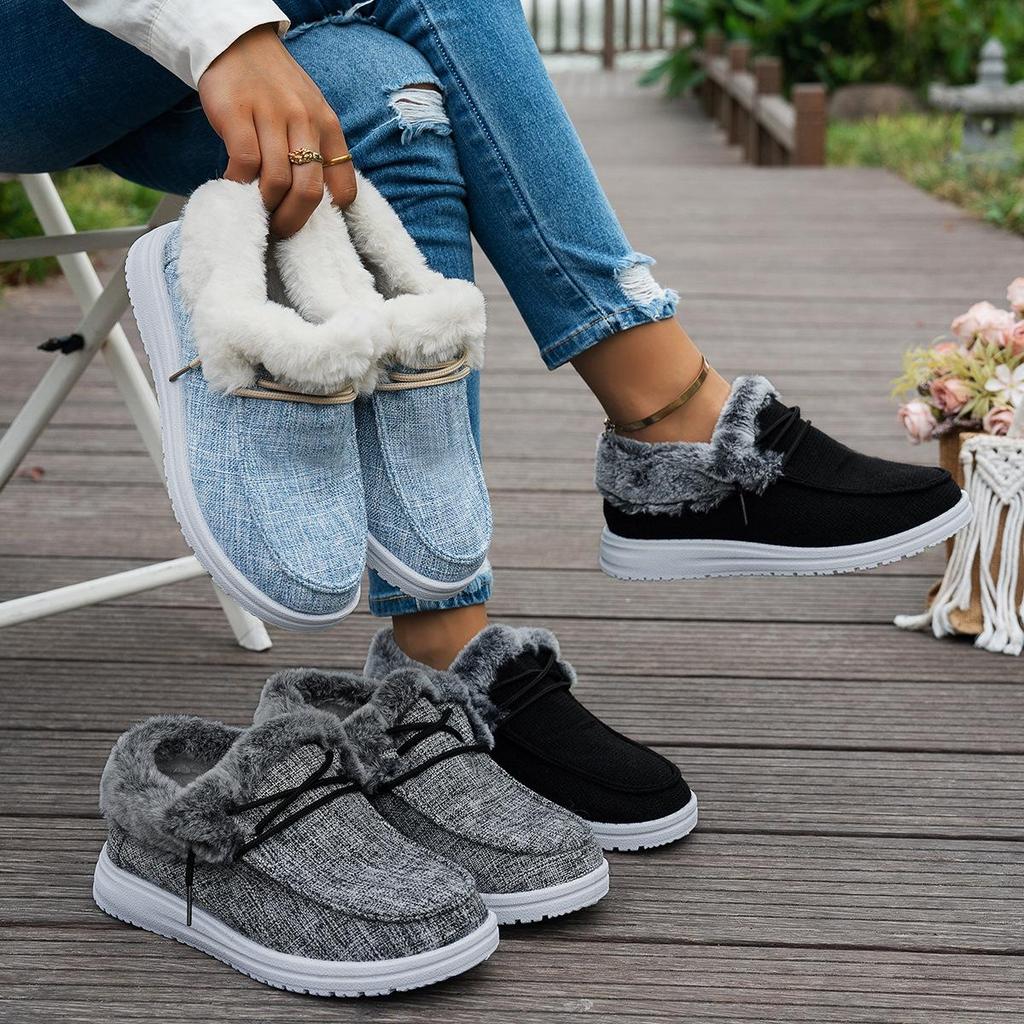 Zapatos de Algodón para Mujer, Otoño/invierno 2025 Zapatos Casuales Cálidos para Mujer, Botas de Algodón Gruesas y Afelpadas de un Pie