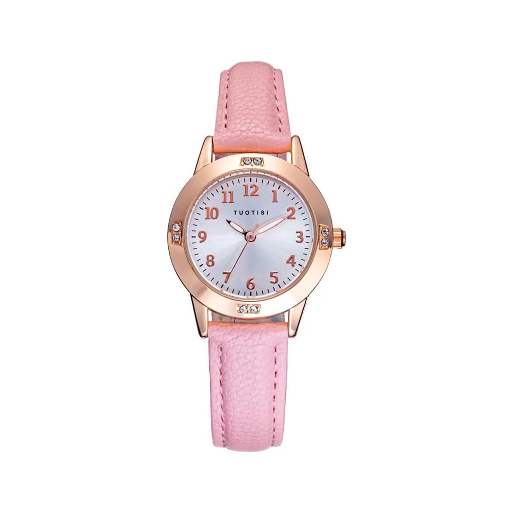 Girls Quartz Analog Watch Round Face Arabic Numerals Daily Waterproof Pink Cute Women s Timepiece