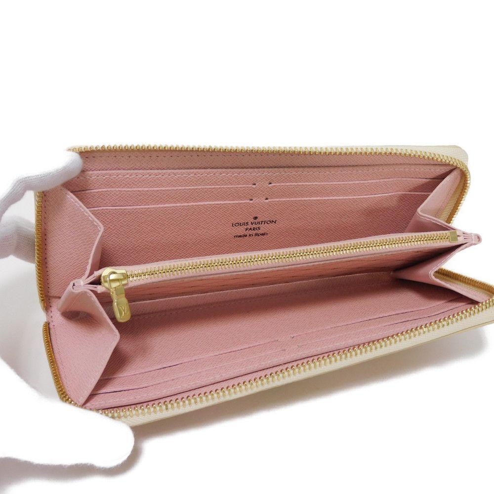 Used 12564 Portefeiulle Clemence N60109 7940 LV logo trompe l'oeil Damier As summer trunk Rose Ballerine Ladies from
