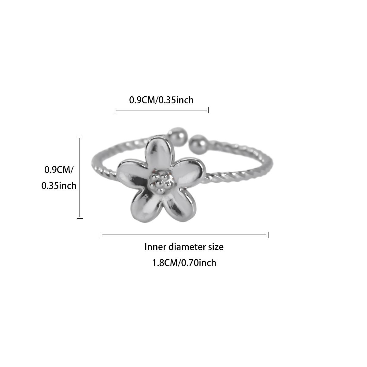 

Tiny Small Flower Stainless Steel Women s Ring Gold Color Anti Fading Open Ring Wedding Jewelry Summer Vacation Accessories Gift Adjustable