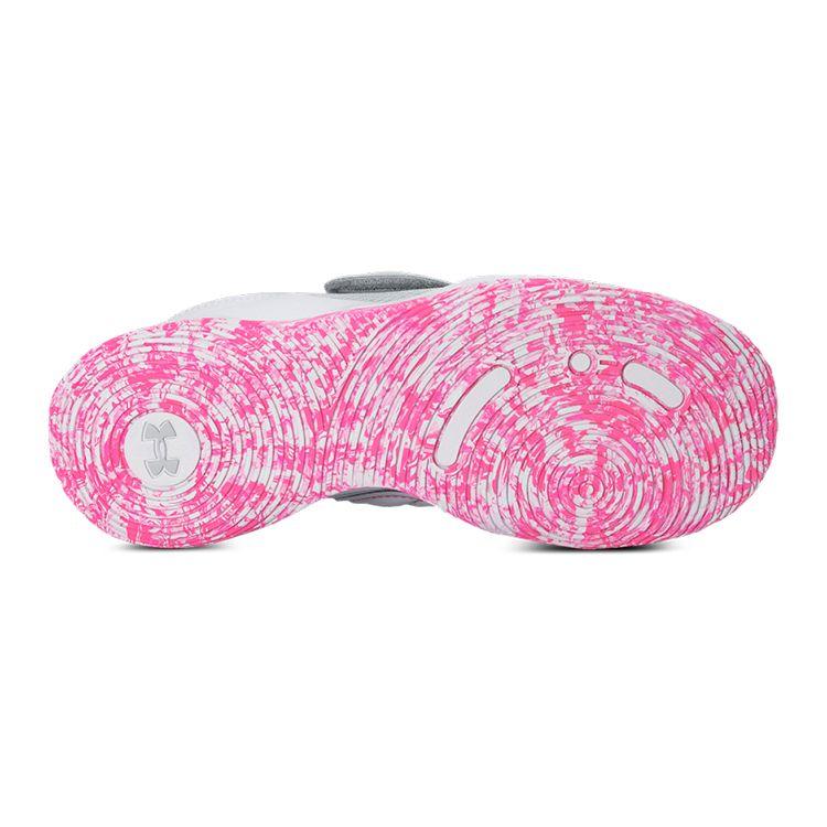 Under Armour UA Zone BB Non-Slip Durable Breathable Mid-Top Basketball Shoes Kids Sneakers Gray Pink 3024262-100