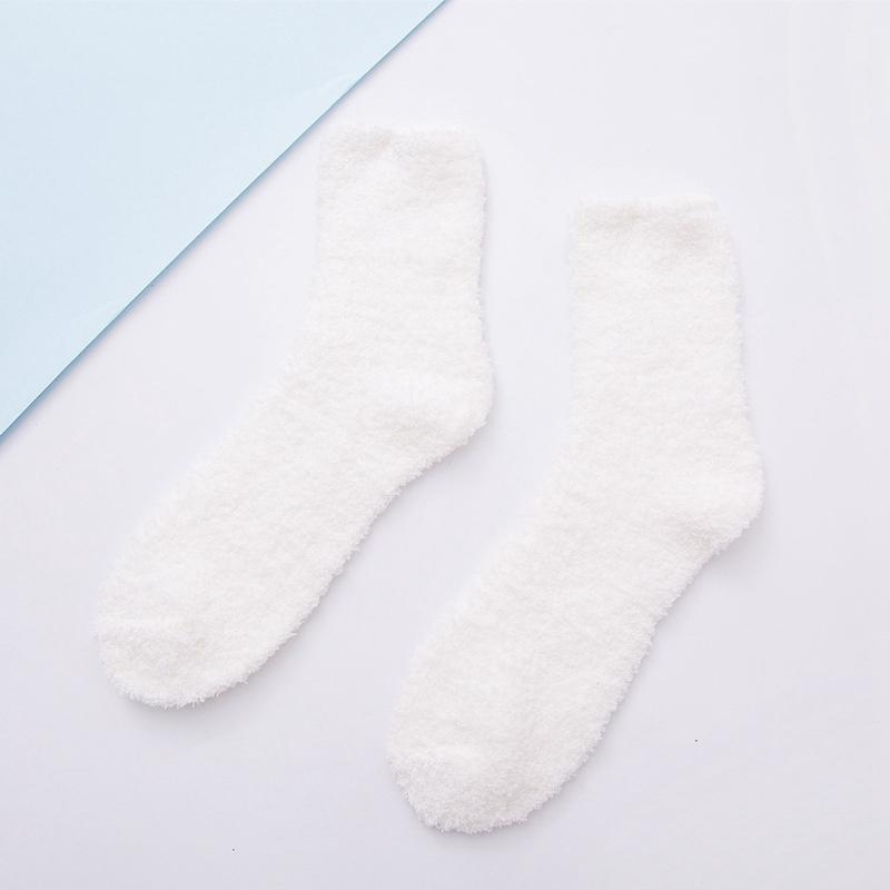 Women's Winter Tube Socks Candy Color 6PC Solid Color Thick Socks Casual Floor Socks Coral Fleece