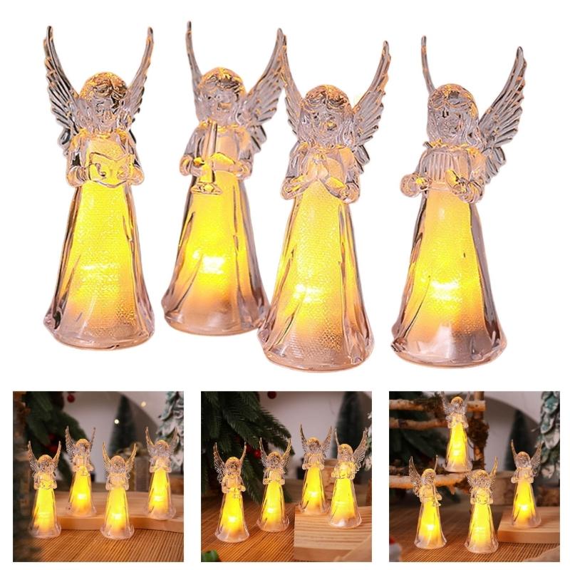 4Pcs Clear Angel LED Night Lamp Cartoon Bedsides Ornaments Creating Warm Ambients Lighting