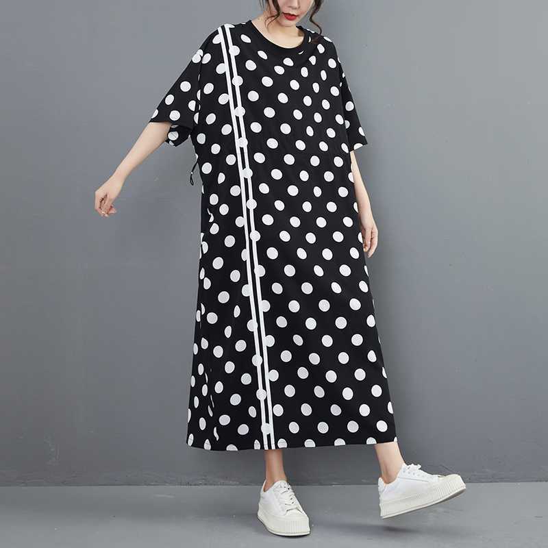The Real Shot Is In Stock, The New Spring and Summer Korean Version of The Fashion Polka Dot Waist and Thin Loose Dress.