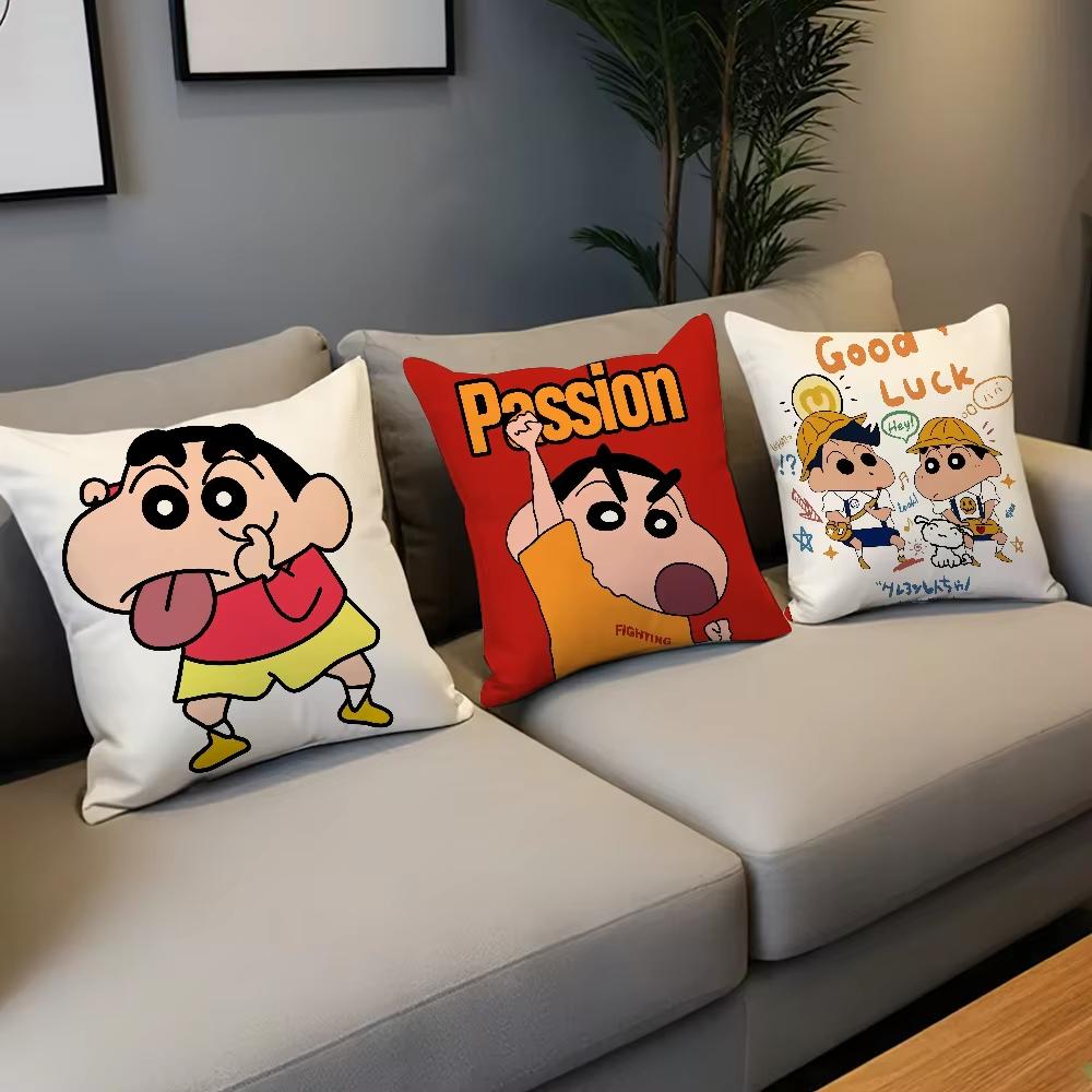 Kawaii Cute Crayon Shin-chan Pillow Cover Decorative Home Double-sided Print Square Pillow Bedroom Room Decoration Pillowcase