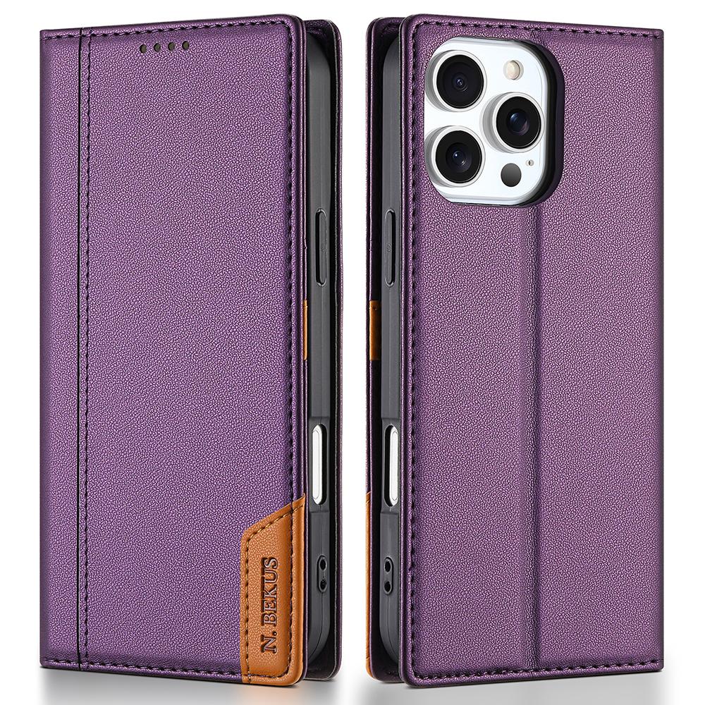 

N.BEKUS P3 For iPhone 16 Pro Case RFID Blocking Wallet Stand PU Leather Flip Phone Cover