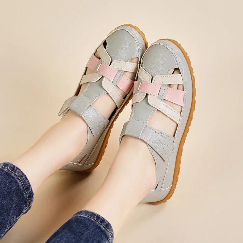 New Summer Loafers Women Sandals Ladies Sandals Comfortable Flats Walking Sandals Covered Toe Beach Shoes Woman Footwear Shoes