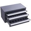 Bohrer-Spender-Schrank, Dreischubladen-Bohrer-Organizer-Schrank für 1 mm bis 13 mm, Stahl-Bohrer-Spender-Organizer-Schrank mit Etiketten, Stapelbar