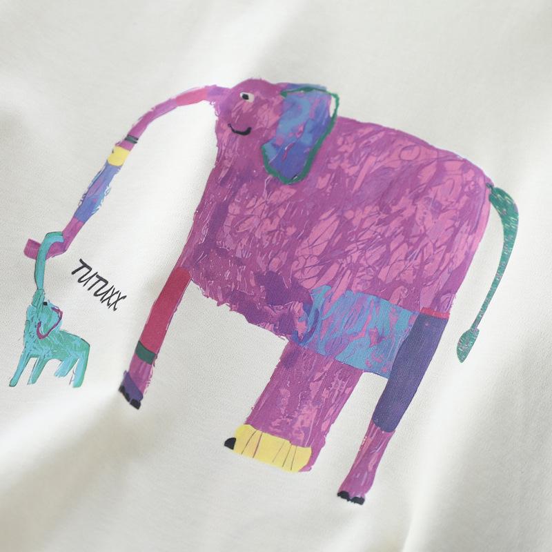 Stylowy T-shirt z blokami kolorów i rękawami raglanowymi na jesień 2025 dla dzieci - Modny koreański design z nadrukiem cyfrowym