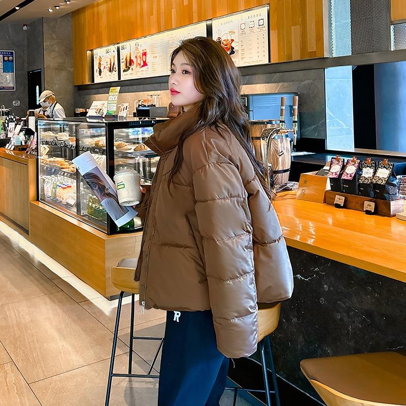 

Cotton clothes women s new short winter down cotton bread clothes loose small versatile light coat XXL темно-коричневого