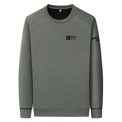 Men's Long Sleeve Round Neck Sweatshirt - Thick Velvet, Warm Base Layer for Autumn/Winter Fashion