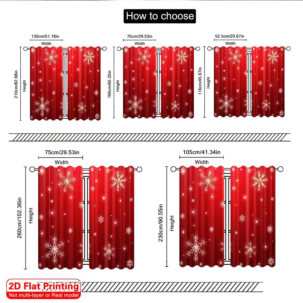 2pcs 2D Flat Printing Christmas Drapes Christmas Snowflake Red Fabric Without Electricity Party & Holiday Decor for Classroom