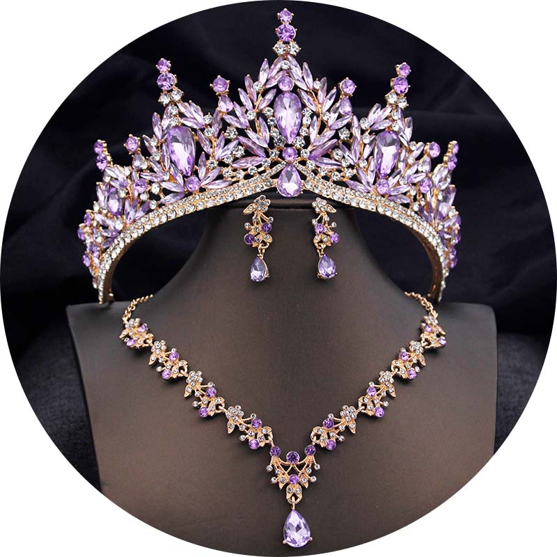 Luxury Tiaras and Crowns Bridal Jewelry Sets for Women Prom Wedding Crown With Choker necklace earrings Costume Accessories