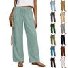 Women's Casual Drawstring Waist High Waist Wide Leg Pants Loose Fit Straight Leg Trousers Lightweight Comfortable Everyday Wear