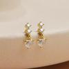 AMO Retro Sparkling Diamond Heart Zircon Studs - Elegant S925 Silver Earrings