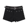 High Waist Stretch Denim Shorts Women - Slim Fit Cropped Straight Leg Jeans Black 2025