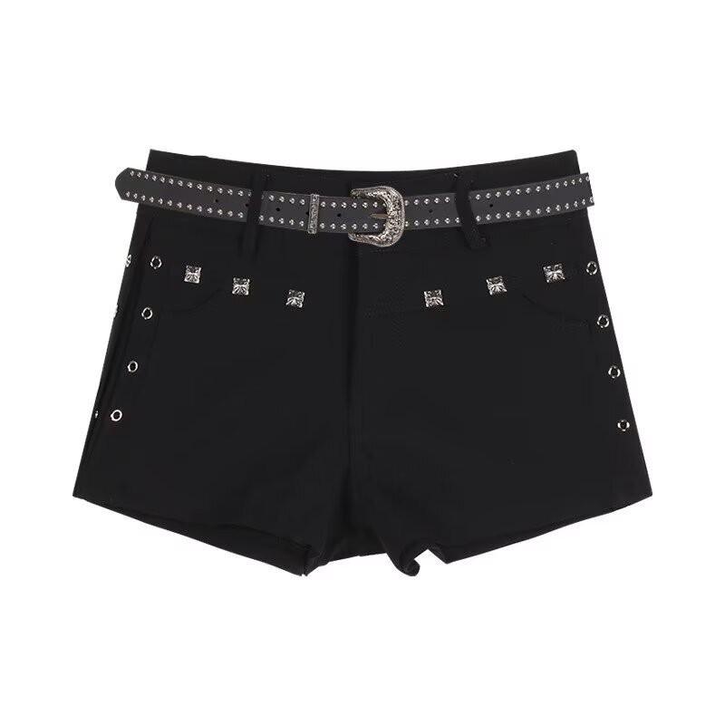 High Waist Stretch Denim Shorts Women - Slim Fit Cropped Straight Leg Jeans Black 2025