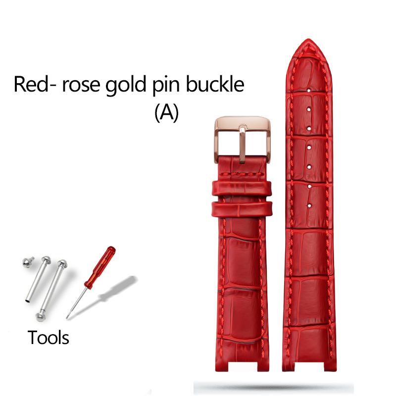 For Bao-ruo Watch Band 88105L/88103L/GG015 Genuine Leather Watchband Notched Bracelet Red Brown Black Fashion Strap Women 18mm