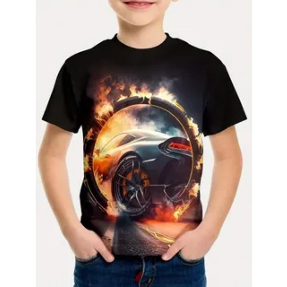 Kids T-shirts O Neck Tops Polyester Casual Sportwear Comfortable Tees Short Sleeve 3d Print T Shirt