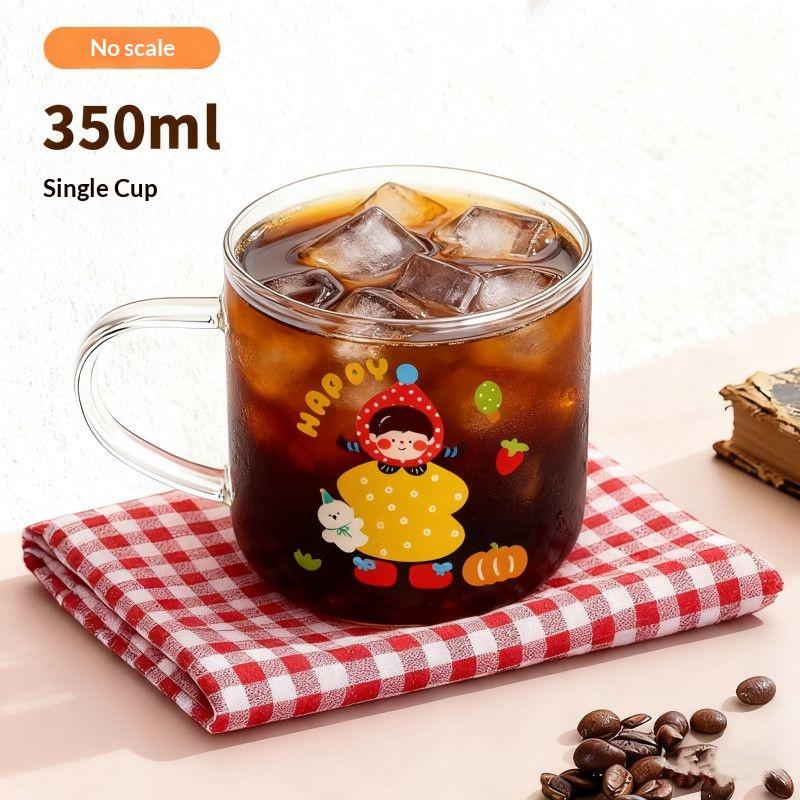 

Gianxi Простая кружка из высокоборосиликатного стекла Термостойкая Пищевая кружка для воды С ручкой и крышкой Градуированная кофейная кружка 350-550ml