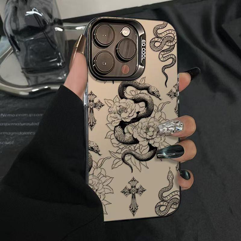Чехол Snake Flower Cross для Apple iPhone 17 Pro Max, iPhone 15, 16, Премиум, 1413 Модный iPhone 7