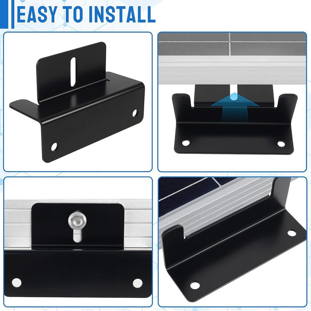 8 Pcs Solar Panel Mounting Bracket Holder Aluminum Alloy Solar Panel Z Brackets with Wrench Screws for Motorhome Boat Roof Wall and Off-Gird Roof