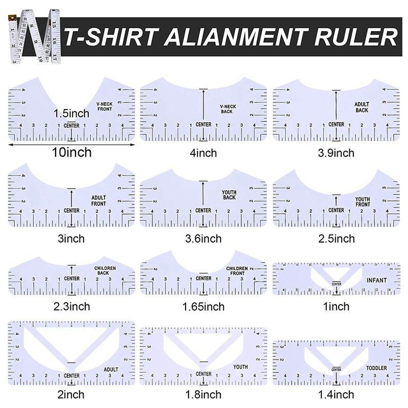 A60Z26 Pieces T-Shirt Ruler Guide Set,T-Shirt Ruler Tool,DIY Printing Rulers For Heat Press T-Shirt Center Designmay