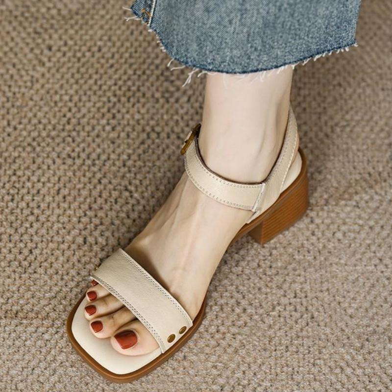 Fashion Hot Sale Roman Style Women Sandals 2025 New Fashion Sold Color Mid Heels Sandals Summer Open Toe Dress Up Women Sandals
