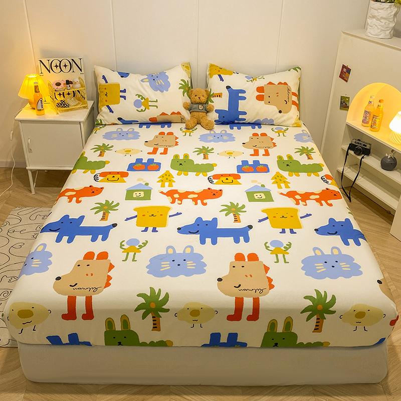 Bonenjoy 1pc Reine Baumwolle Spannbettlaken Mit Elastischen Cartoon Auto Druck Bettbezug Einzel Queen Size Unterlaken(Kein Kissenbezug)