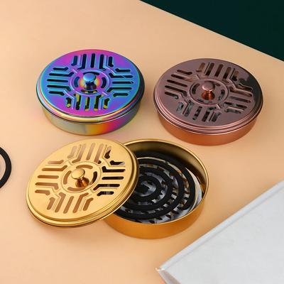Stainless Steel Mosquito Coils Holder Box with Cover Lid Round Mosquito Coil Tray Easy To Clean Anti-Mosquito Supplies Summer