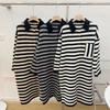Lazy Wind Striped Knitted Dress Femininity Autumn New Retro Loose Medium and Long Sweater Skirt
